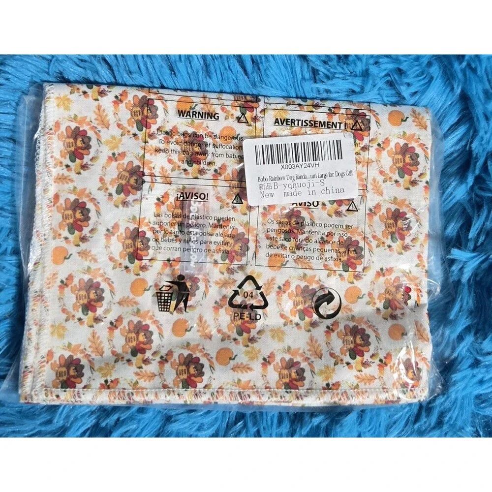 Bobo Rainbow Dog Bandana/Scarf Cotton Thanksgiving Turkey Large- 22